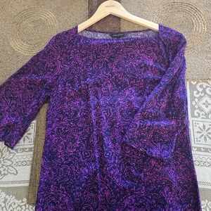 Banana Republic Magenta and Navy Patterned Shift Dress Size Extra Small